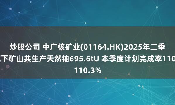 炒股公司 中广核矿业(01164.HK)2025年二季度旗下矿山共生产天然铀695.6tU 本季度计划完成率110.3%